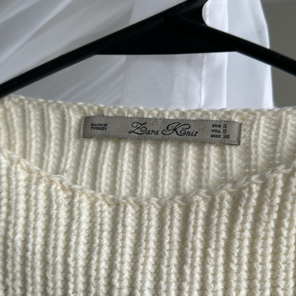 Zara Cream Ribbed Knit Tank Top - Picture 2 of 3
